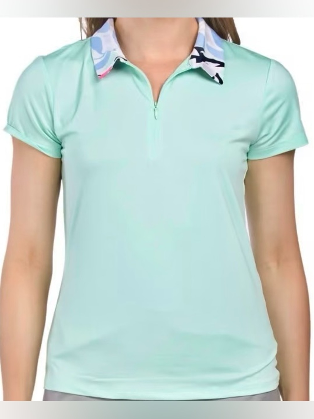 Tommy Bahama Golf Short Sleeve Polo Shirt Top Tropical Collar Small Mint Green
